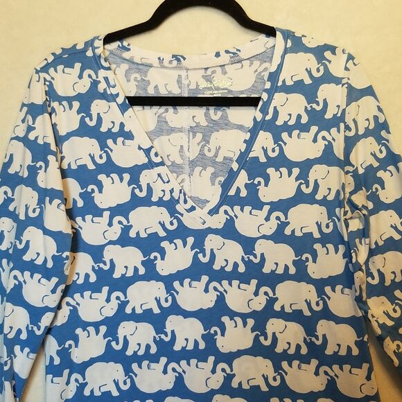 Lilly Pulitzer L Christie Dress Tusk In Sun Bay Blue Elephant Print Jersey Beach - Picture 4 of 9